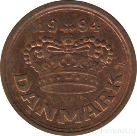 Монета. Дания. 25 эре 1994 год.