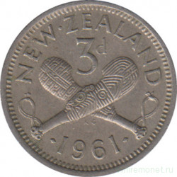 Монета. Новая Зеландия. 3 пенса 1961 год.