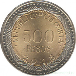 Монета. Колумбия. 500 песо 2018 год.