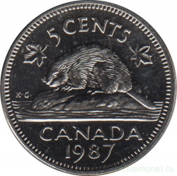 Монета. Канада. 5 центов 1987 год.