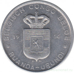 Монета. Бельгийское Конго (Руанда-Урунди). 5 франков 1956 год.