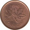 Монета. Канада. 1 цент 2004 год. Цинк покрытый медью. ав.