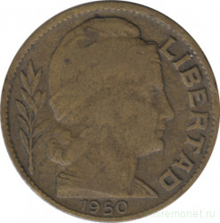Монета. Аргентина. 10 сентаво 1950 год. Алюминиевая бронза.