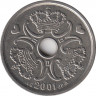 Монета. Дания. 2 кроны 2001 год. ав.