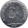  Монета. Сан-Марино 1 лира 1972 год. ав.