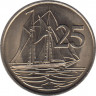Монета. Каймановы острова. 25 центов 1972 год. ав.