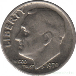 Монета. США. 10 центов 1970 год.