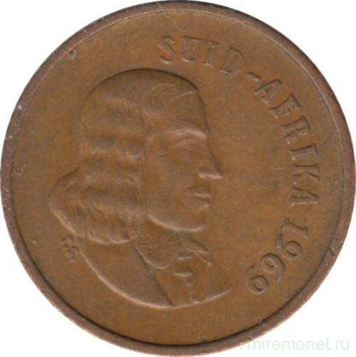 Монета. Южно-Африканская республика (ЮАР). 1 цент 1969 год. Аверс - "SUID-AFRIKA".