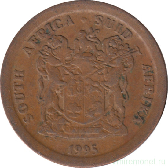 Монета. Южно-Африканская республика (ЮАР). 5 центов 1995 год.