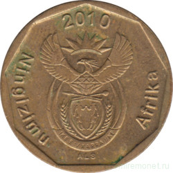 Монета. Южно-Африканская республика (ЮАР). 20 центов 2010 год.