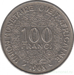 Монета. Западноафриканский экономический и валютный союз (ВСЕАО). 100 франков 1968 год.