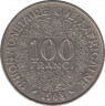 Монета. Западноафриканский экономический и валютный союз (ВСЕАО). 100 франков 1968 год. ав.