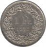  Монета. Швейцария. 1 франк 1992 год. ав.