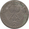 Монета. ФРГ. 2 марки 1982 год. Конрад Аденауэр. Монетный двор - Штутгарт (F). рев.