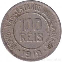 Монета. Бразилия. 100 рейсов 1919 год.