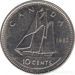 Монета. Канада. 10 центов 1982 год.