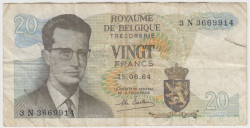 Банкнота. Бельгия. 20 франков 1964 год. Тип 138 (2).