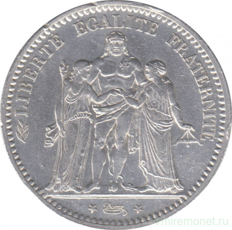 Монета. Франция. 5 франков 1873 год. А.