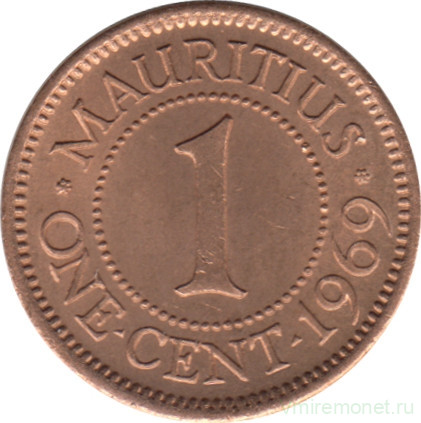 Монета. Маврикий. 1 цент 1969 год.