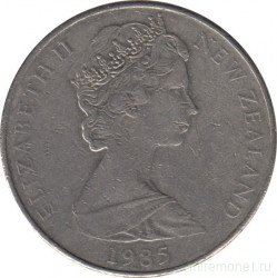 Монета. Новая Зеландия. 20 центов 1985 год.
