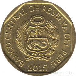 Монета. Перу. 10 сентимо 2015 год.