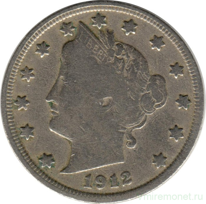 Монета. США. 5 центов 1912 год.