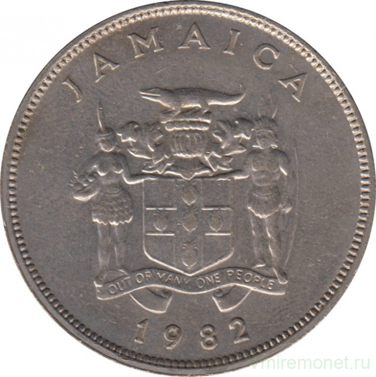 Монета. Ямайка. 25 центов 1982 год.