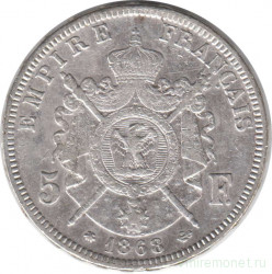 Монета. Франция. 5 франков 1868 год. A.