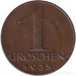 Монета. Австрия. 1 грош 1935 год.