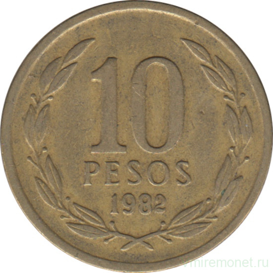 Монета. Чили. 10 песо 1982 год.