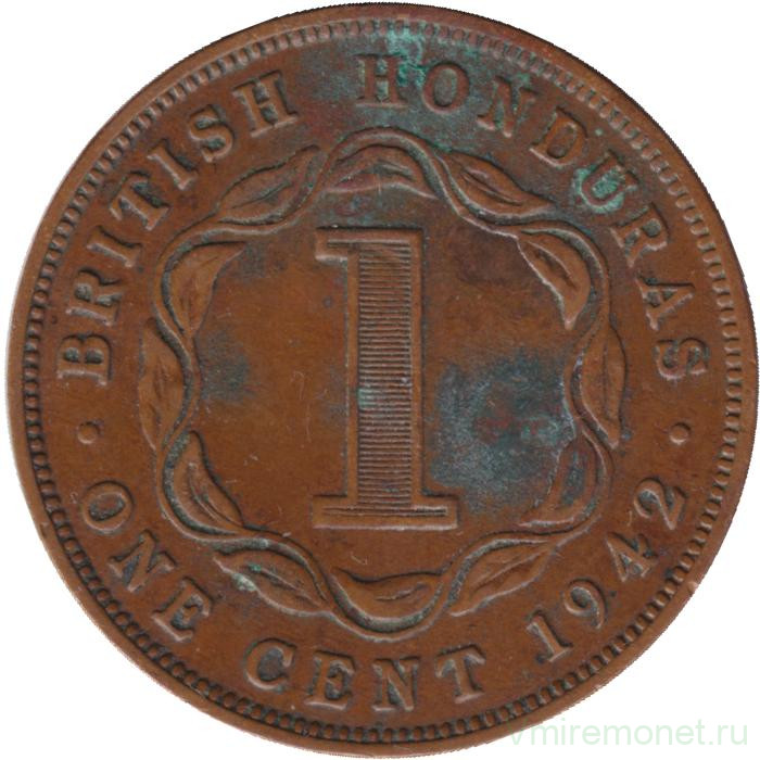 Монета. Британский Гондурас (Белиз). 1 цент 1942 год.