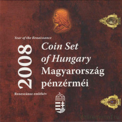 Монеты. Венгрия. Набор разменных монет в буклете. 2008 год. Международный год Ренессанса. С серебряным жетоном.