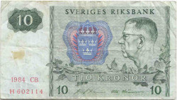 Банкнота. Швеция. 10 крон 1984 год. Тип 52е(4).