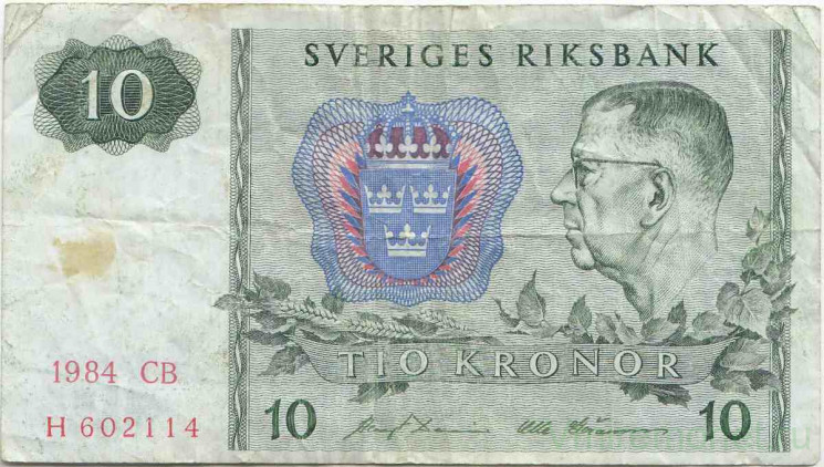 Банкнота. Швеция. 10 крон 1984 год. Тип 52е(4).