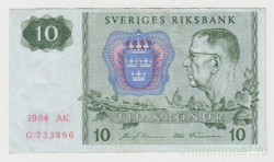 Банкнота. Швеция. 10 крон 1984 год.
