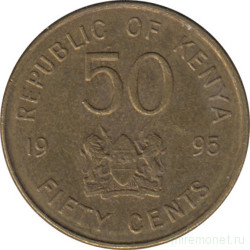 Монета. Кения. 50 центов 1995 год.
