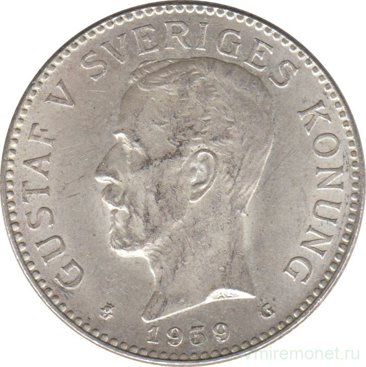 Монета. Швеция. 2 кроны 1939 год.