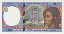 Банкнота. Экономическое сообщество стран Центральной Африки (ВЕАС). Габон. 10000 франков 2000 год. (L). Тип 405Lf.