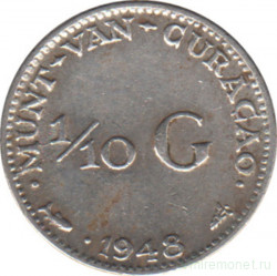 Монета. Кюрасао (Нидерландские Антилы). 1/10 гульдена 1948 год.