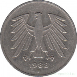Монета. ФРГ. 5 марок 1988 год. Монетный двор - Штутгарт (F).
