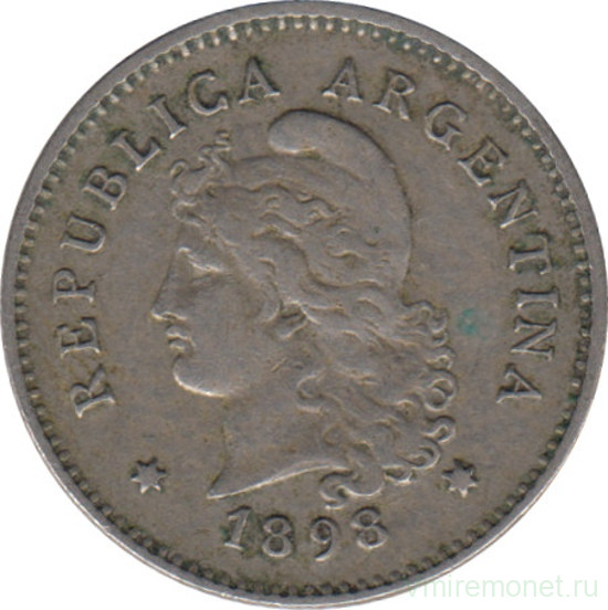 Монета. Аргентина. 10 сентаво 1898 год.