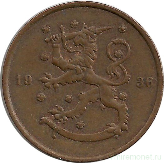 Монета. Финляндия. 10 пенни 1936 год.       