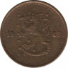 Монета. Финляндия. 25 пенни 1943 год (медь).