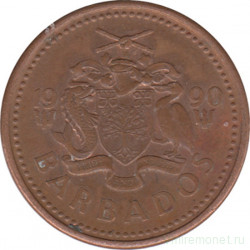 Монета. Барбадос. 1 цент 1990 год.