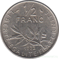 Монета. Франция. 1/2 франка 1972 год.