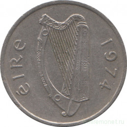Монета. Ирландия. 5 пенсов 1974 год.