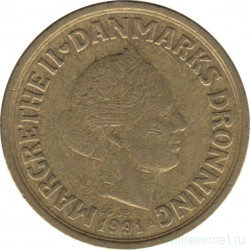 Монета. Дания. 20 крон 1991 год.