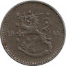 Аверс.Монета. Финляндия. 1 марка 1945 год.