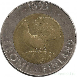 Монета. Финляндия. 10 марок 1993 год.