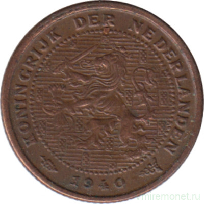 Монета. Нидерланды. 1/2 цента 1940 год.